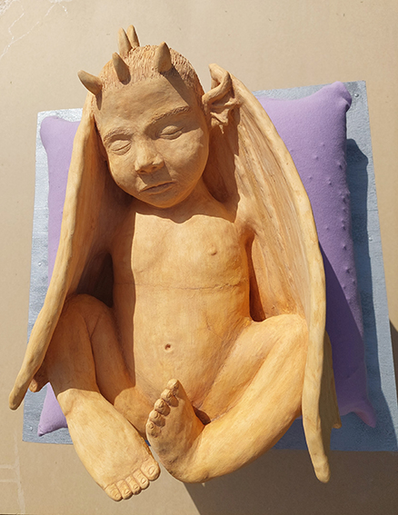 תינוק דרקון/ שד קרמיקה 18X31X42 Nitsan Nevian - Baby Dragon \Demon Hybrid