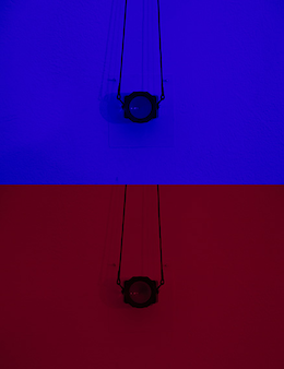 ללא שם (I Feel Lost/I Lost Feel) צילום הצבה 2/2 הזרקת דיו על נייר, מנורות לדים, לופה 4X2.5 סמ