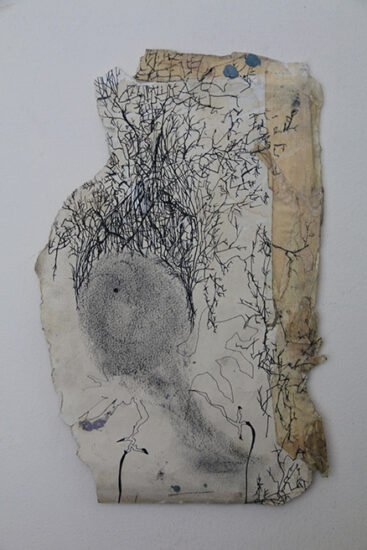 מרחפים מעופפים פחם, עט וצבע שמן 19X30 Eden Kalifa Cohen- Merahafim meofefim. JPG