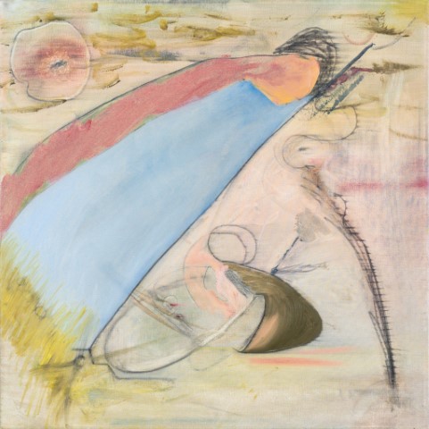 ללא כותרת, שמן ועפרון על בד, 70x70 ס''מ