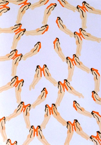 The small bathers, Markers on paper 48x21