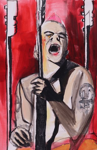 screaming אקריליק וטושים על בד, 90X65 ס''מ