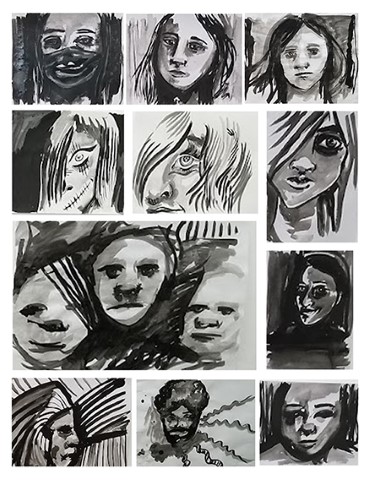 רקפת לויטין, דיוקן_1, דיו, 21x29.7 ס''מ