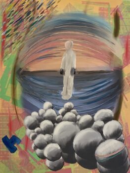 רולא ותד, Balls , ציור דיגיטלי ושמן, 60X 100 ס''מ.