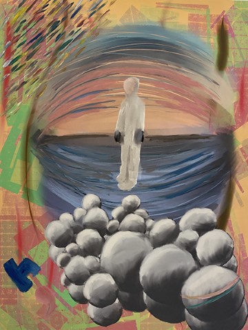 רולא ותד, Balls , ציור דיגיטלי ושמן, 60X 100 ס''מ.