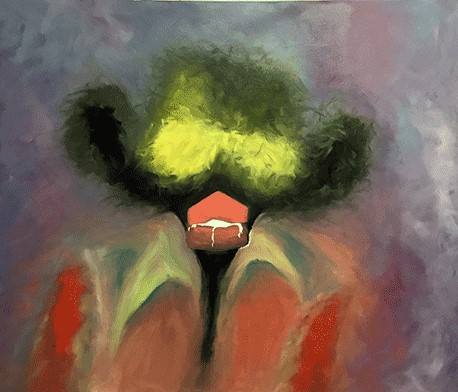 'a man with the yellow glasses', שמן על בד, 60X70 ס'''מ